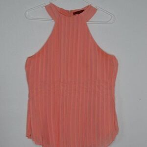BKE Women's Small Coral Chiffon Pleated Halter Top